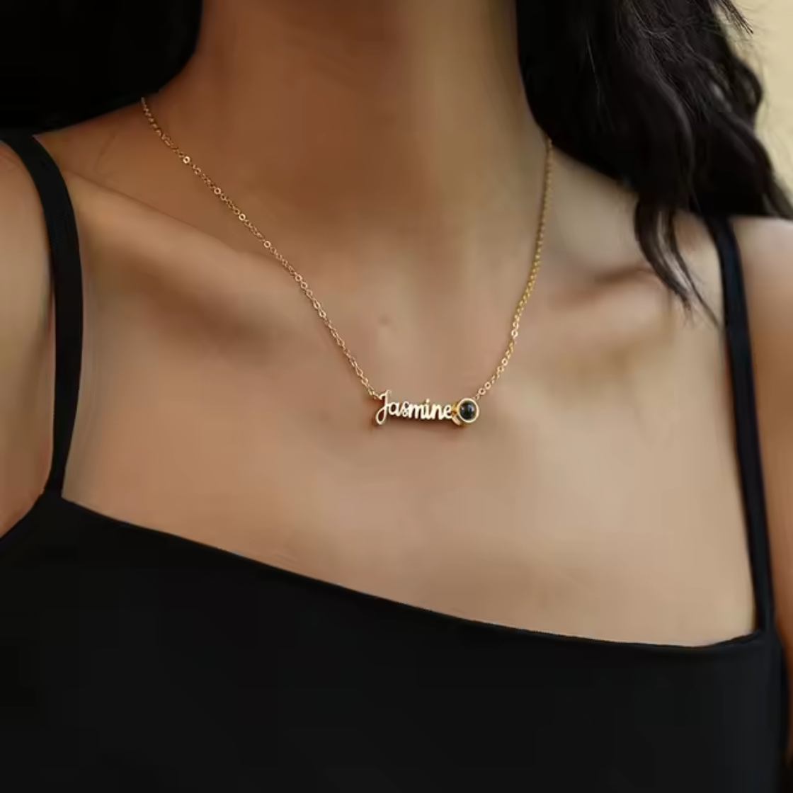 Collar personalizado con proyección de foto de acero inoxidable