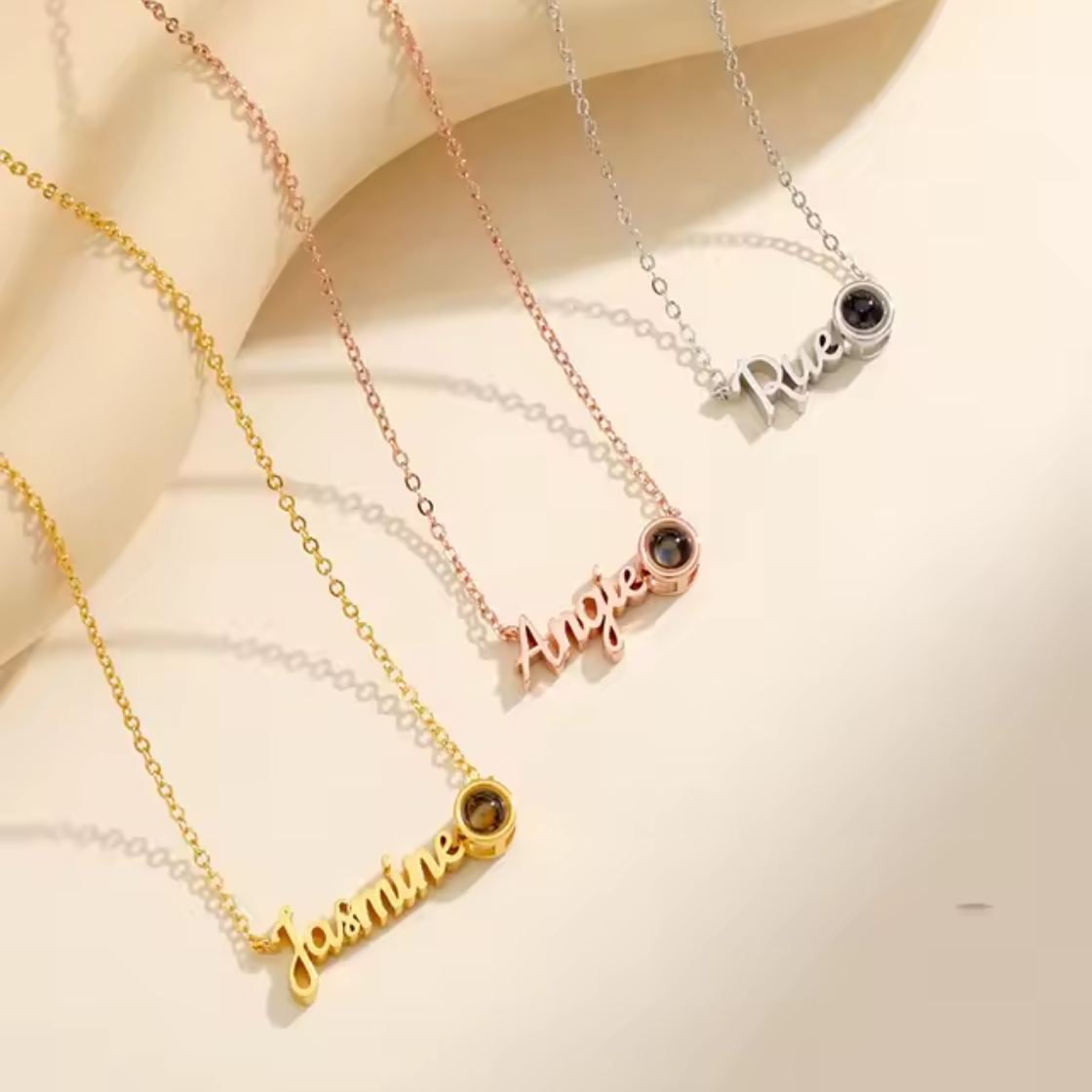 Collar personalizado con proyección de foto de acero inoxidable