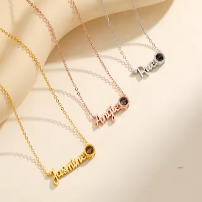 Collar personalizado con proyección de foto de acero inoxidable